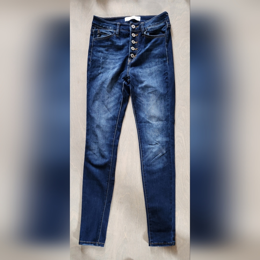 Kankan 24 Blue Denim Jeans High Waist Buttoned Euc